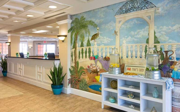 lobby with beach theme mural and decor at amelia hotel at the beach fernandina beach amelia island