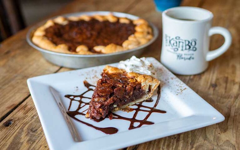 pecan pie with coffee at cafe karibo fernandina beach amelia island