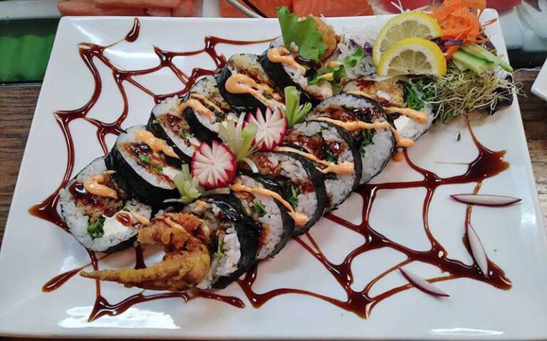 platter with sushi rolls at azu lucy hos tallahassee