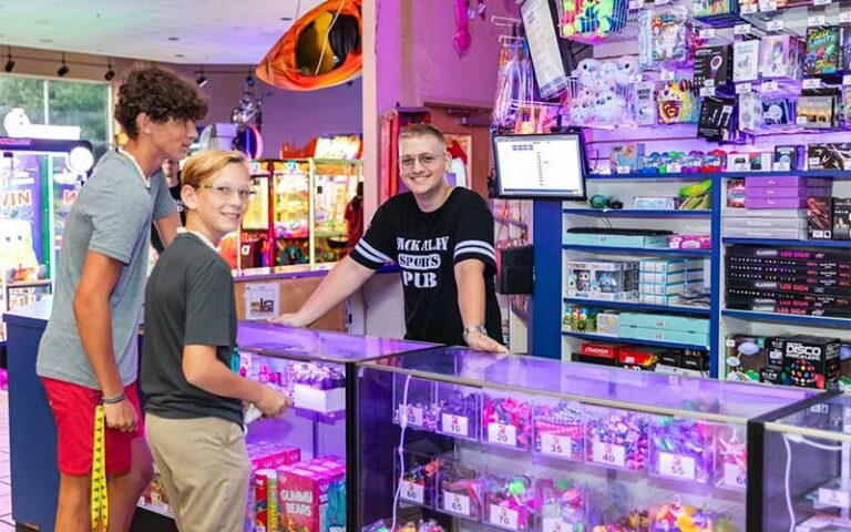 prize counter in arcade at oops alley family entertainment center pensacola