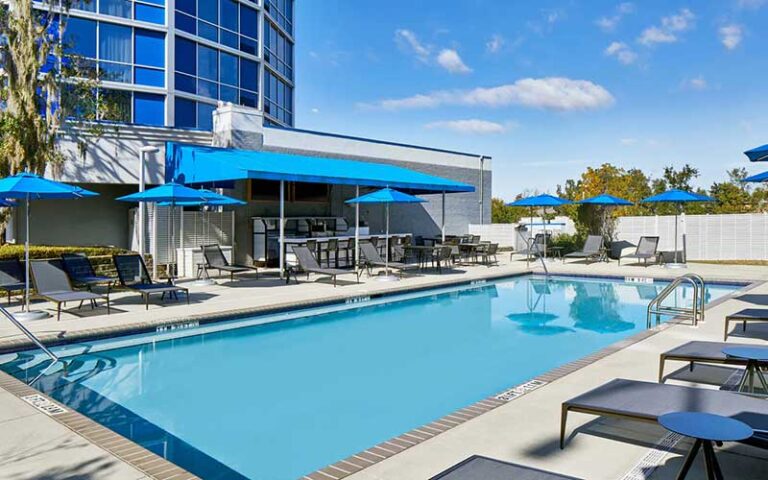 rooftop pool area with loungers at four points by sheraton tallahassee downtown