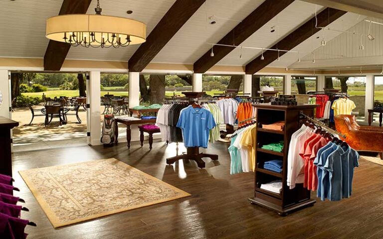 sportswear store interior with doors to patio at the shops at omni amelia island resort