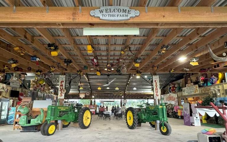 store area in open barn with tractors at showcase of citrus clermont kissimmee