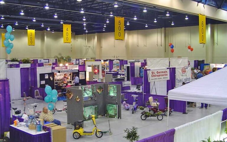 trade show floor with booths at silver spurs arena kissimmee