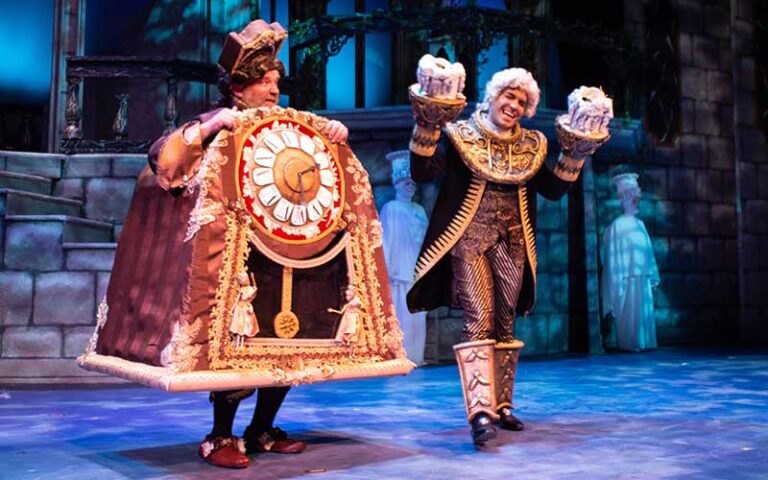 beauty and the beast scene with costumed performers at ocala civic theatre