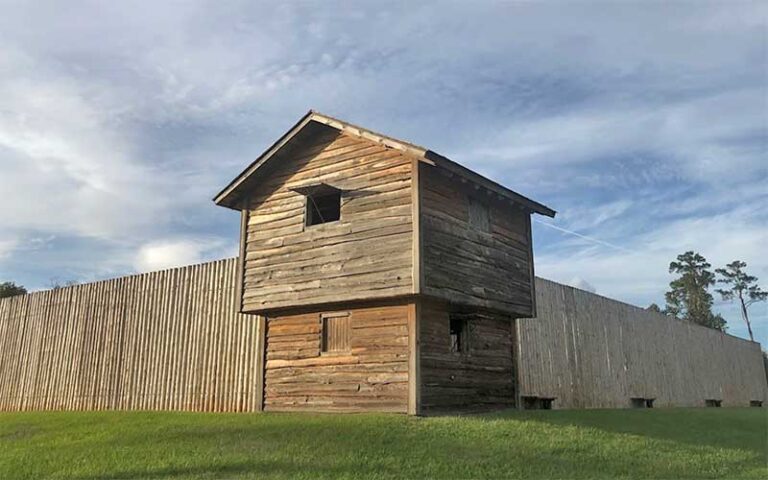 exterior view of wooden fort outpost at fort king national historic landmark ocala