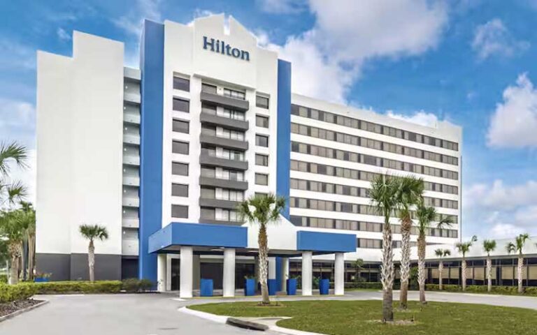 front exterior of high rise hotel at hilton ocala