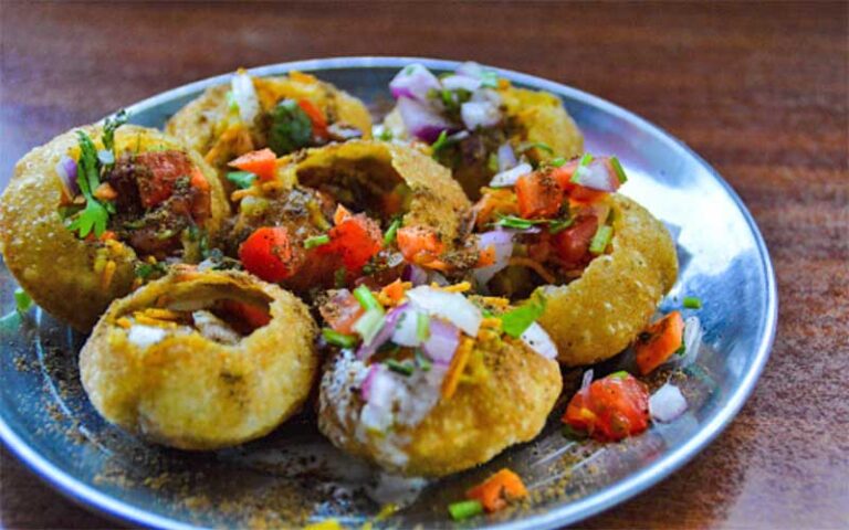 pani puri dish with plate at amrit palace ocala