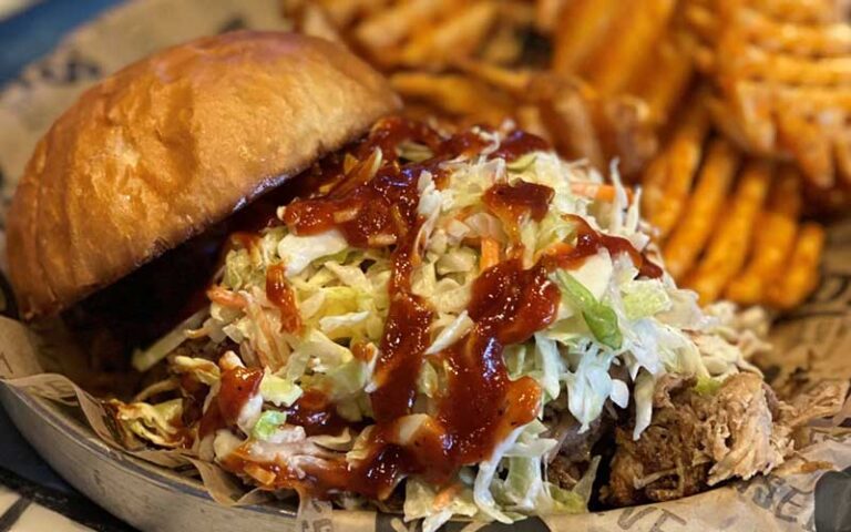 pulled pork sandwich with slaw at mojos ocala