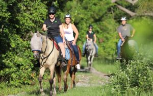 row of horseback riders on trail at lake louisa state park clermont orlando