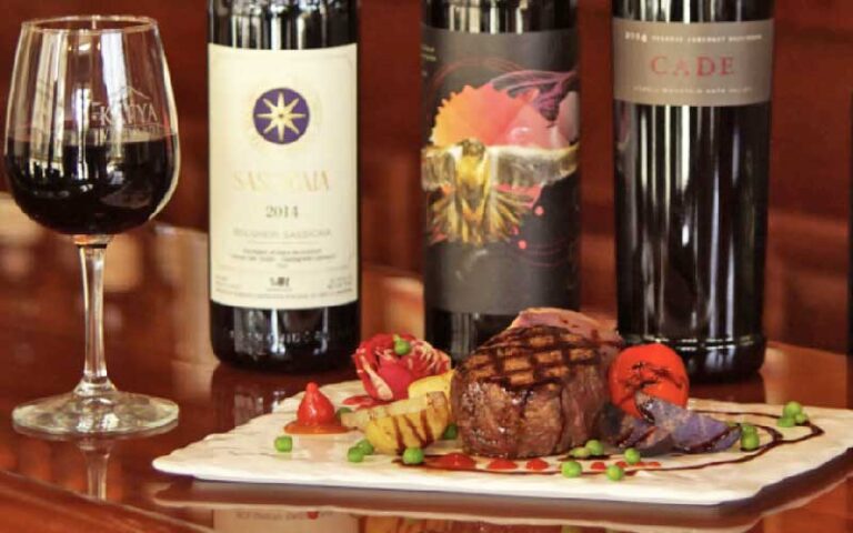 wine selection with steak entree at katya vineyards ocala