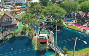 aerial view of putting course with pirate ship at anastasia miniature golf st augustine