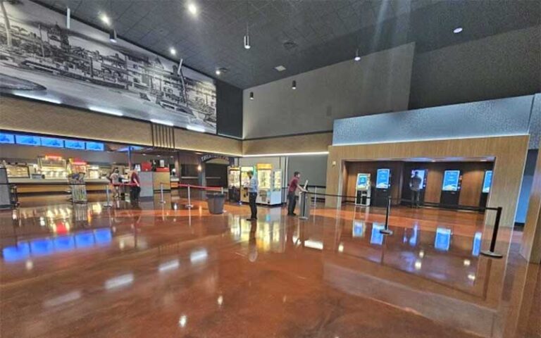 movie theater lobby with vaulted ceiling at epic theatres of st augustine