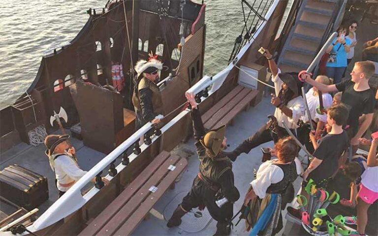 pirate ships alongside with crew boarding at black raven pirate ship st augustine