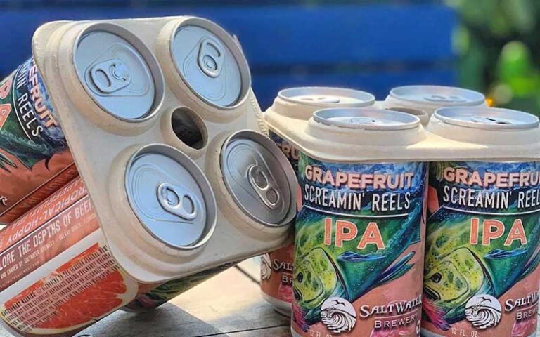 branded four packs of craft beer at saltwater brewery delray beach