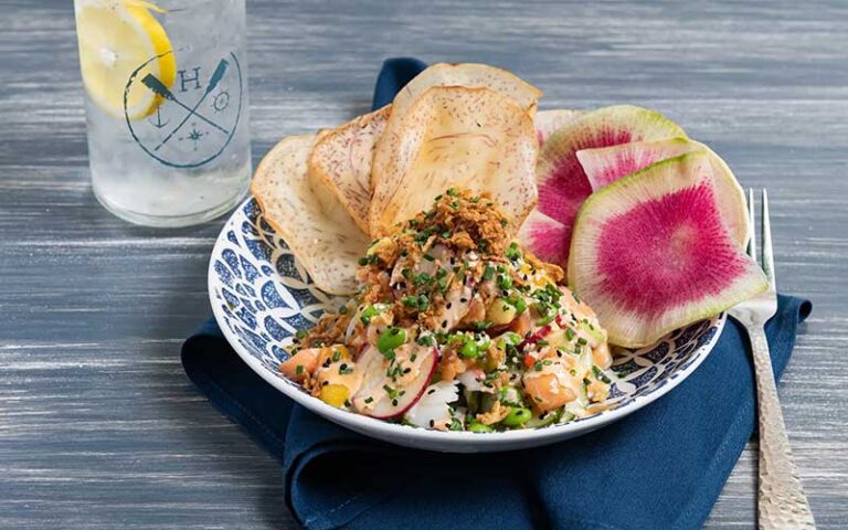 chips and quinoa salad at the hampton social delray beach