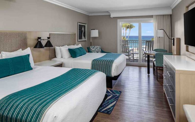 double queen suite with balcony and ocean view at delray sands resort highland beach