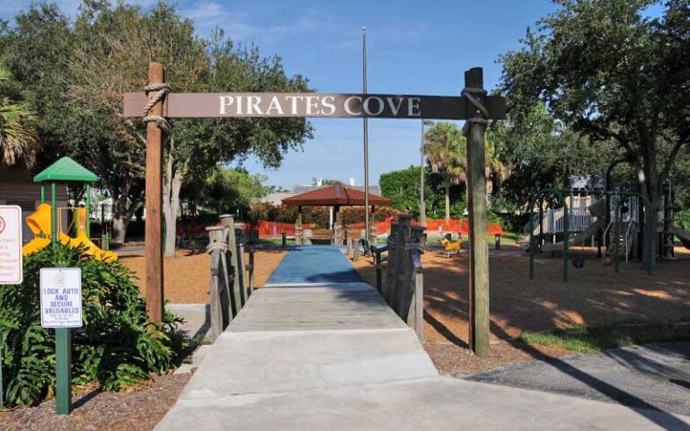 gateway into park with pirate themed playground at patch reef park boca raton