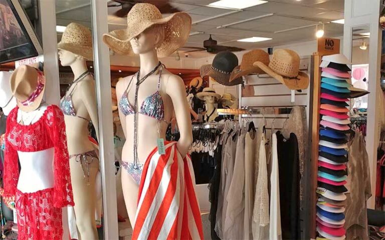 interior store displays with hats and swimwear at south ocean beach shop delray beach