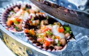 oysters with pico in tiered tray at latitudes at delray sands resort highland beach