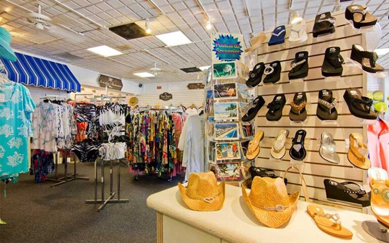 retail interior with hats and sandals at south ocean beach shop delray beach