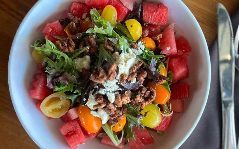 salad entree with watermelon and walnuts at burt maxs delray beach