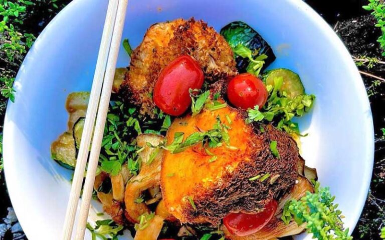 vegan salad bowl with chopsticks at farmers table boca raton