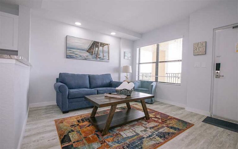 living room area of condo unit with modern decor at vistalmar beach resort deerfield beach