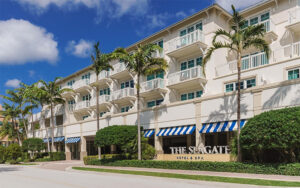 street level high rise hotel exterior and sign at the seagate hotel spa delray beach