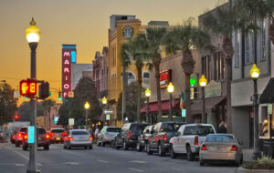 street view of main area of downtown with twilight and marion theatre ocala