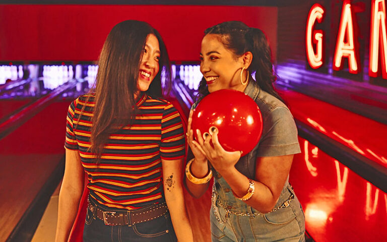 two ladies excited about bowling at bowlero west ocala