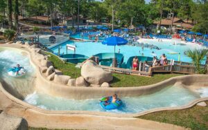 wave pool area with tube slides at shipwreck island waterpark panama city beach