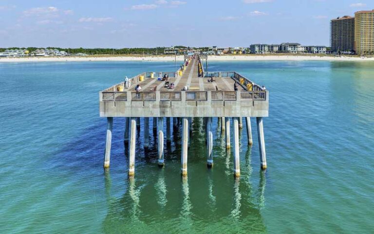 aerial view of end of fishing pier at russell fields pier panama city beach