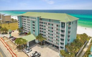 aerial view of high rise with ocean at beachcomber beachfront hotel panama city beach