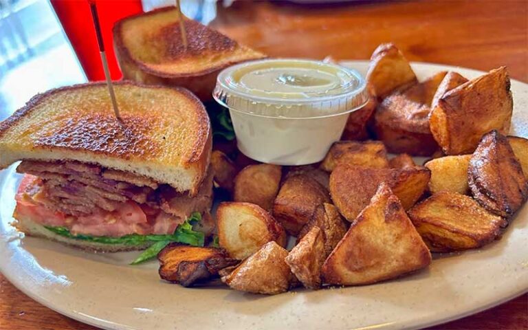 blt entree with sides on plate at 43rd street deli breakfast house gainesville