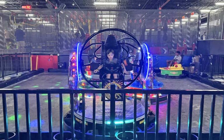 boy in bumper car area at flip factory zone gainesville