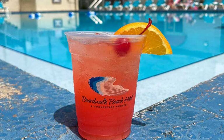 branded cocktail on edge of pool at boardwalk beach hotel convention center panama city beach