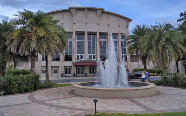 daytime front exterior with fountain at curtis m phillips center for the performing arts gainesville