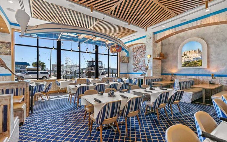 dining room with marina view at capt andersons restaurant waterfront market panama city beach