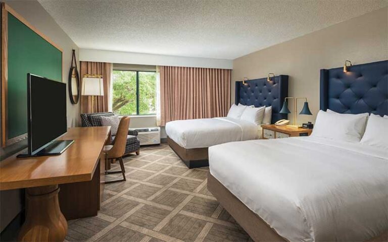 double queen bed guest room with view at doubletree by hilton gainesville