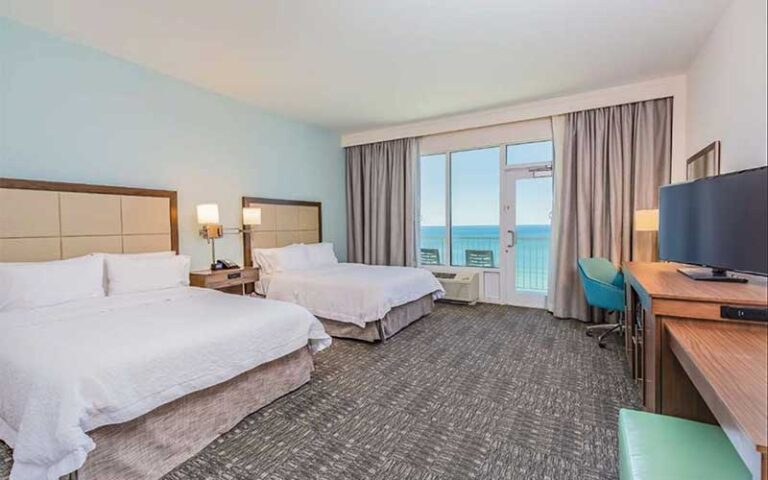 double queen suite with ocean view at hampton inn suites panama city beach beachfront