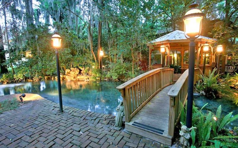 garden with pond gazebo and bridge at magnolia plantation bed breakfast inn gainesville