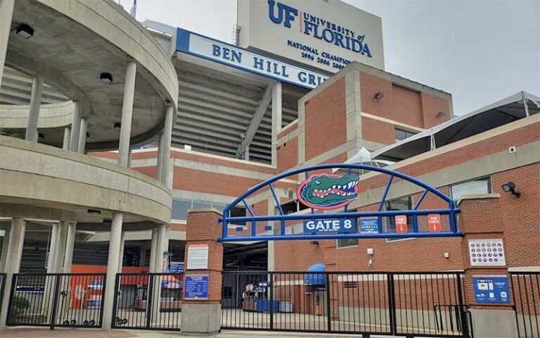 gated entrance to football stadium at university of florida gainesville