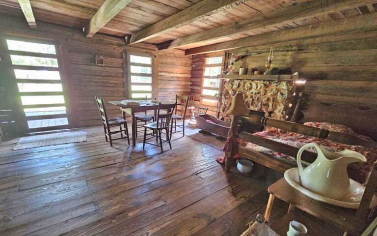 interior of cabin with period furniture diorama at morningside nature center gainesville