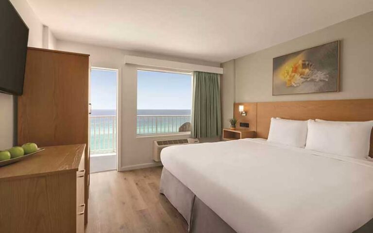 king bed suite with ocean view at radisson hotel panama city beach oceanfront