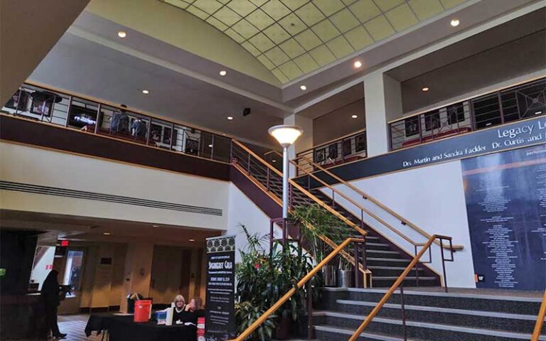 lobby with vaulted ceiling and stairs at curtis m phillips center for the performing arts gainesville