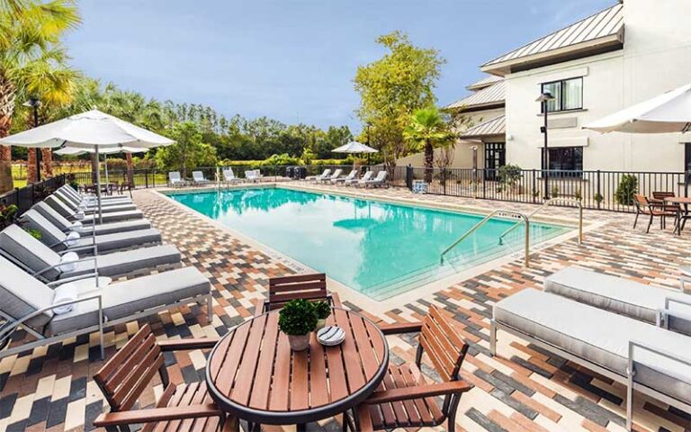 outdoor pool deck and loungers at doubletree by hilton gainesville