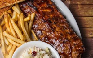 rack of ribs with sides at gators dockside gainesville