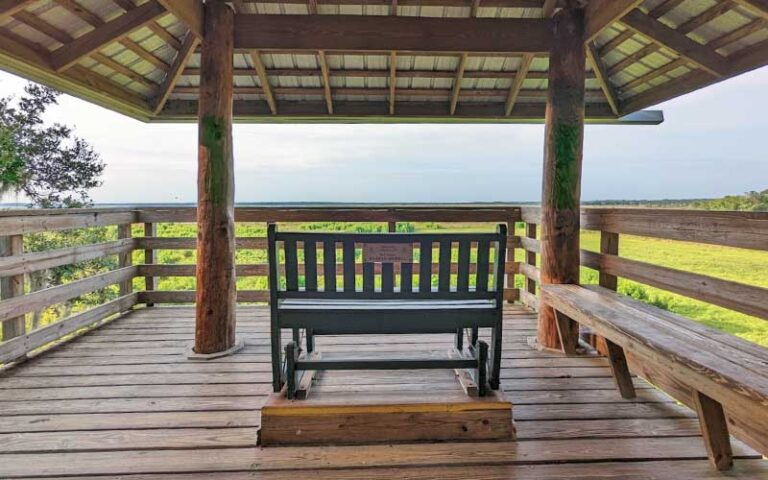 rocking bench on top level observation tower at paynes prairie preserve state park gainesville