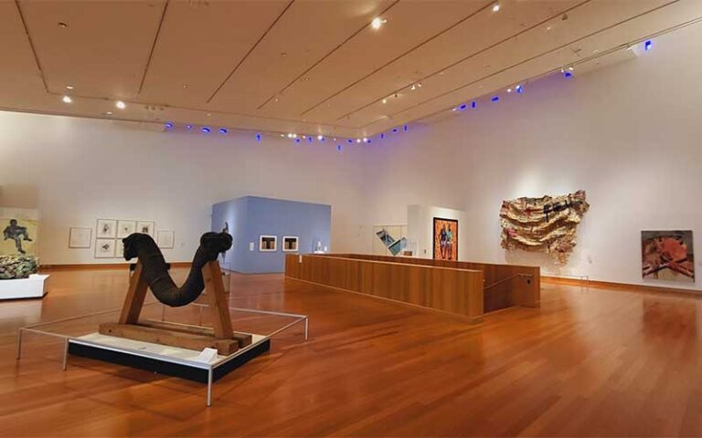 sculptures and paintings in museum room at harn museum of art university of florida gainesville